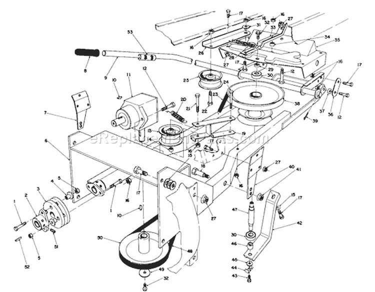 Frame & Pulley Assembly 36" Snowthrower Attachment Diagram and Parts List for 57354 6000001-6999999 - 1986 Toro Lawn Tractor