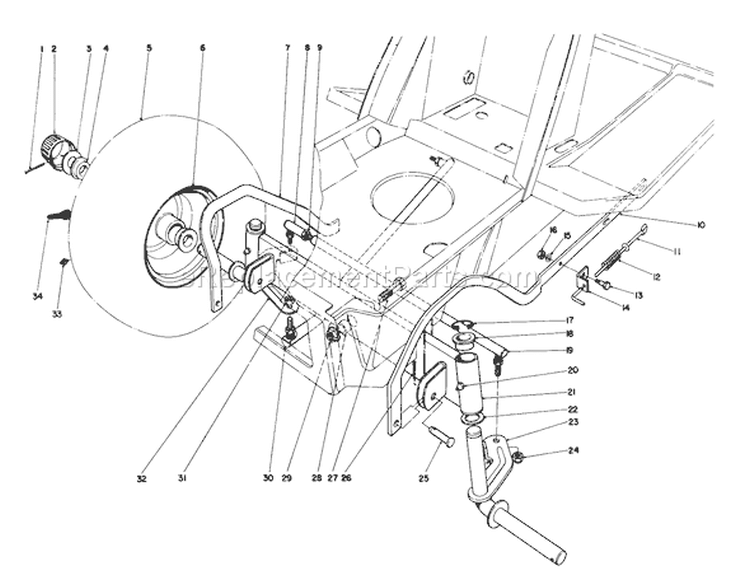 Front Axle Assembly Diagram and Parts List for 57354 6000001-6999999 - 1986 Toro Lawn Tractor