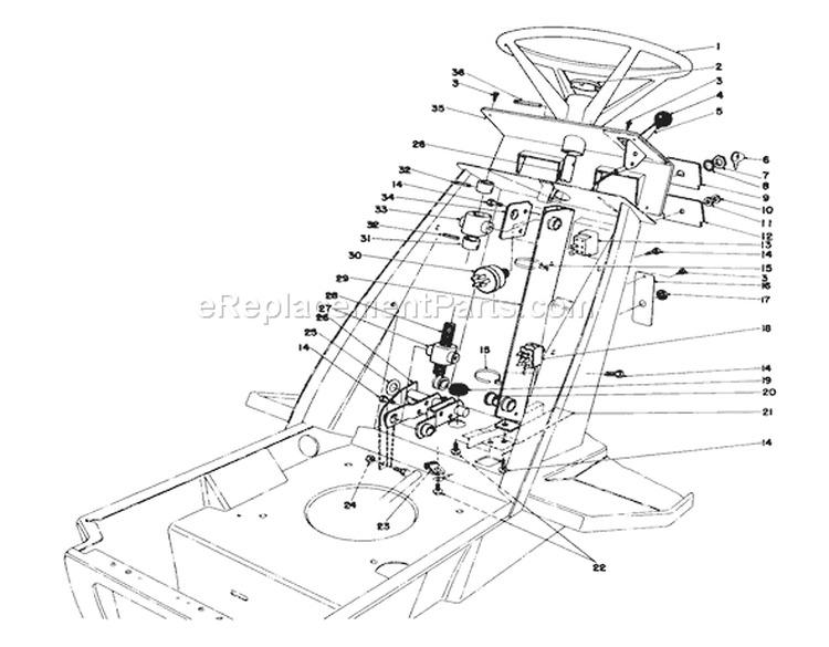 Steering Wheel & Dash Assembly Diagram and Parts List for 57354 6000001-6999999 - 1986 Toro Lawn Tractor