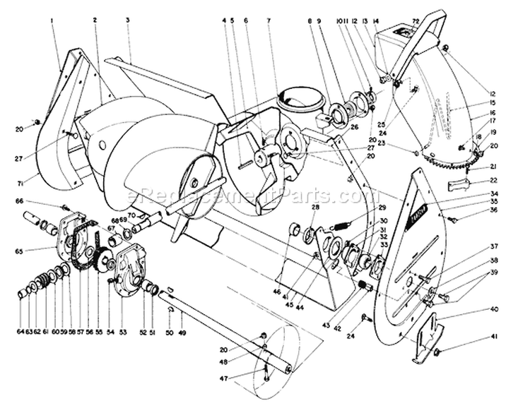 Auger Assembly Diagram and Parts List for 57354 7000001-7999999 - 1987 Toro Lawn Tractor