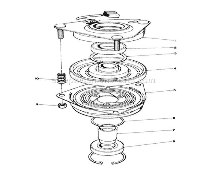Clutch Assembly Diagram and Parts List for 57354 7000001-7999999 - 1987 Toro Lawn Tractor