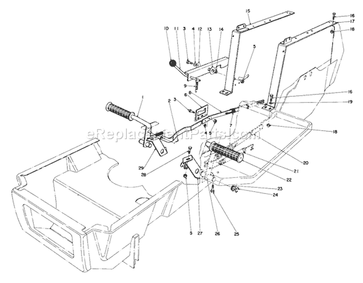Brake & Clutch Pedal Assembly Diagram and Parts List for 57356 8000001-8999999 - 1978 Toro Lawn Tractor