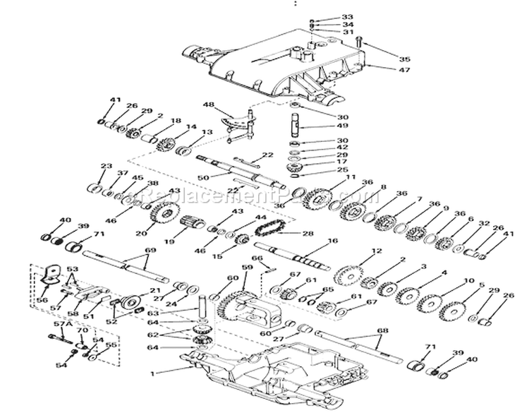 Peerless Transaxle Diagram and Parts List for 57356 9000001-9999999 - 1979 Toro Lawn Tractor