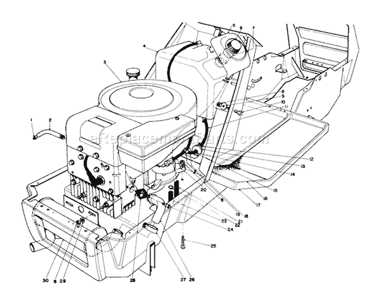 Engine Assembly Diagram and Parts List for 57356 1000001-1999999 - 1981 Toro Lawn Tractor