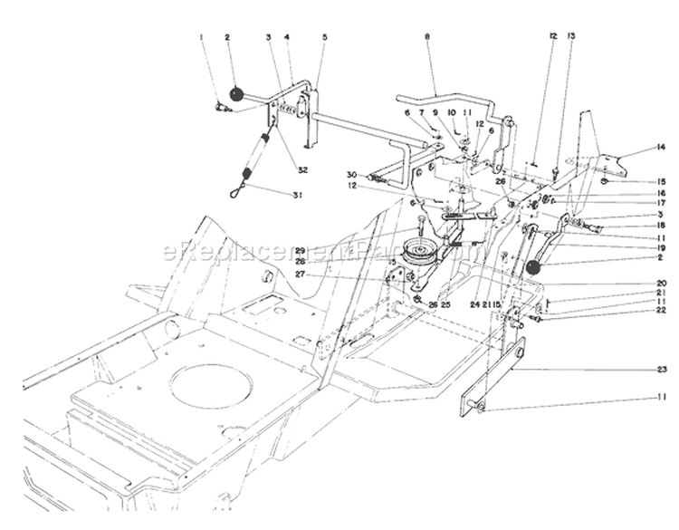 Shift & Clutch Assembly Diagram and Parts List for 57356 1000001-1999999 - 1981 Toro Lawn Tractor