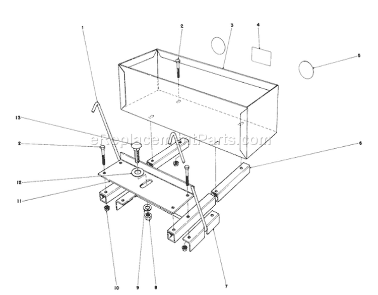 36" Snowthrower Weight Box Assembly Model 59138 Diagram and Parts List for 57356 1000001-1999999 - 1981 Toro Lawn Tractor