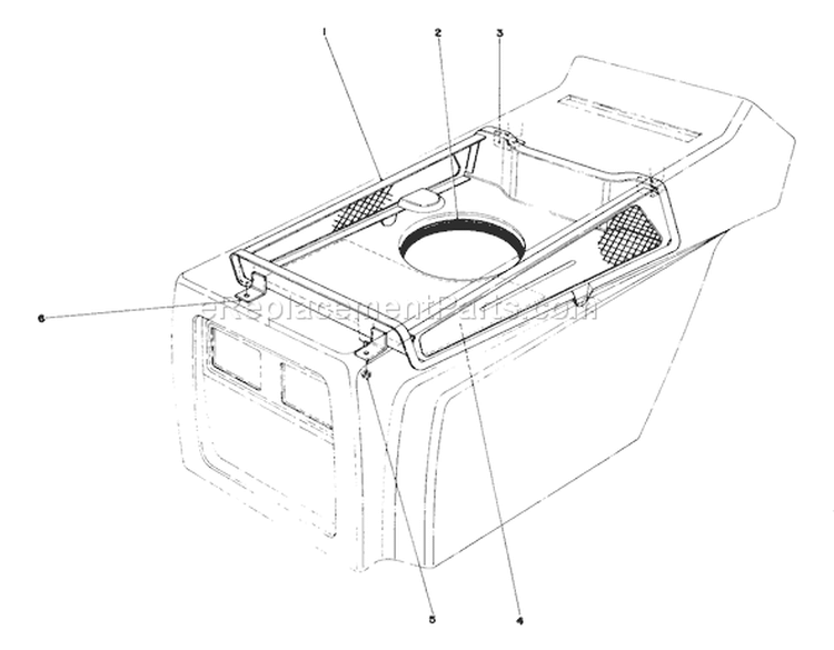 Hood Duct Assembly Diagram and Parts List for 57356 2000001-2999999 - 1982 Toro Lawn Tractor