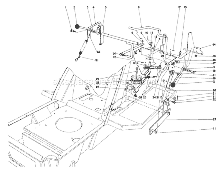 Shift & Clutch Assembly Diagram and Parts List for 57356 2000001-2999999 - 1982 Toro Lawn Tractor