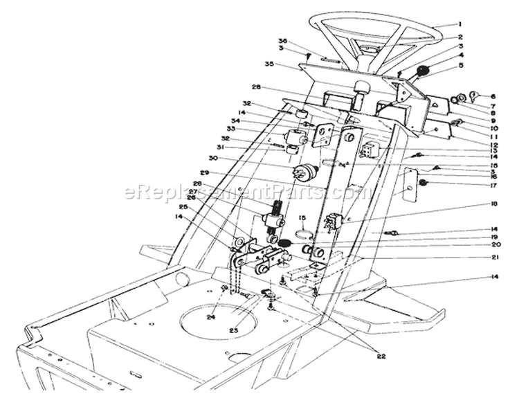 Steering Wheel & Dash Assembly Diagram and Parts List for 57356 2000001-2999999 - 1982 Toro Lawn Tractor