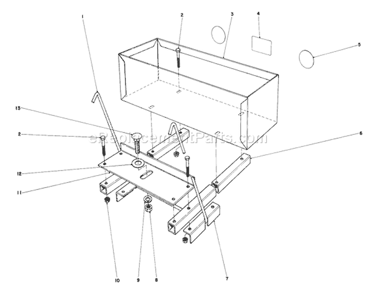 36" Snowthrower Weight Box Assembly Model 59138 Diagram and Parts List for 57356 2000001-2999999 - 1982 Toro Lawn Tractor