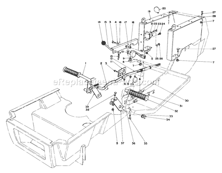 Brake & Clutch Pedal Assembly Diagram and Parts List for 57356 2000001-2999999 - 1982 Toro Lawn Tractor