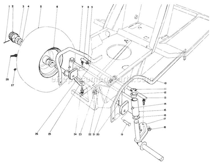 Front Axle Assembly Diagram and Parts List for 57356 3000001-3999999 - 1983 Toro Lawn Tractor