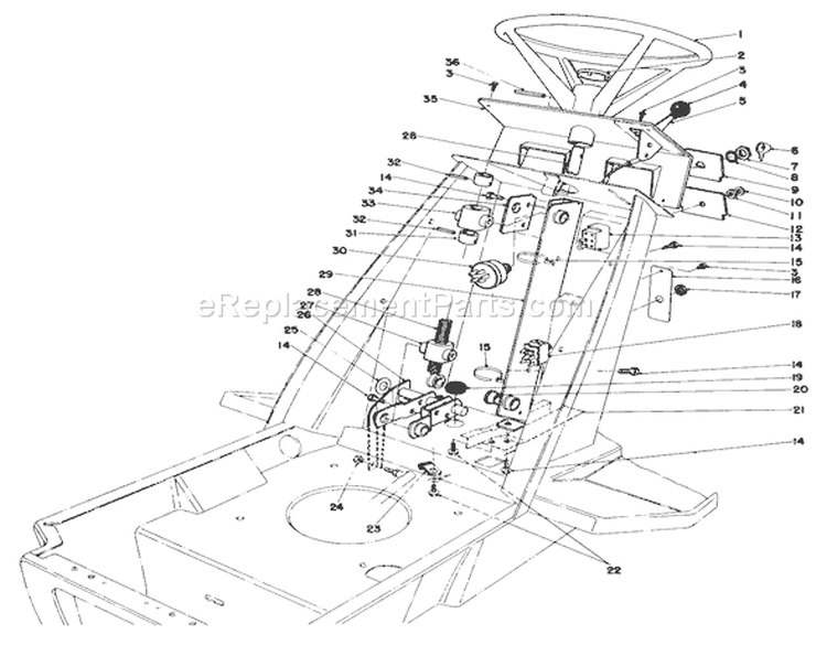 Steering Wheel & Dash Assembly Diagram and Parts List for 57356 3000001-3999999 - 1983 Toro Lawn Tractor
