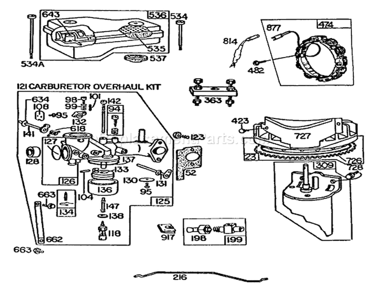 Engine Diagram and Parts List for 57356 3000001-3999999 - 1983 Toro Lawn Tractor