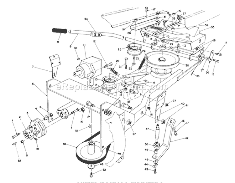 Frame & Pulley Assembly Diagram and Parts List for 57357 5000001-5999999 - 1985 Toro Lawn Tractor