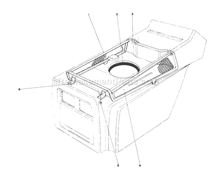 Hood Duct Assembly Diagram and Parts List for 57357 5000001-5999999 - 1985 Toro Lawn Tractor