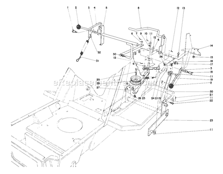 Shift & Clutch Assembly Diagram and Parts List for 57357 5000001-5999999 - 1985 Toro Lawn Tractor