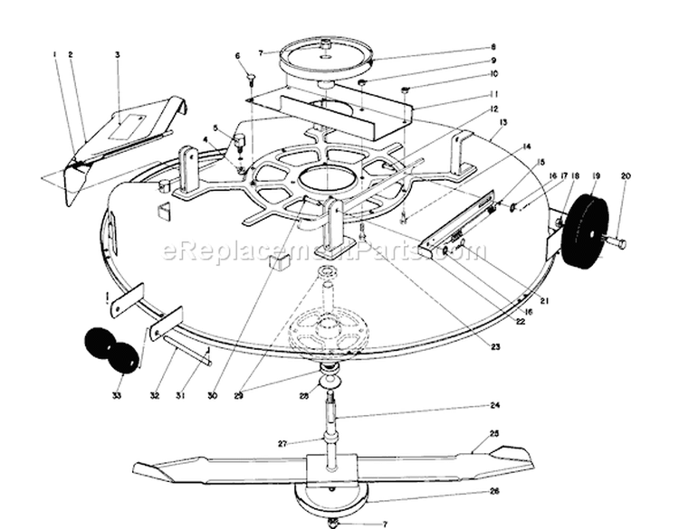 Cutting Deck Diagram and Parts List for 57300 0000001-0999999 - 1980 Toro Lawn Mower