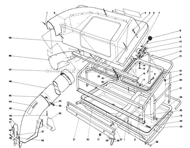 Easy Fill Grass Catcher Model 59120 Diagram and Parts List for 57300 0000001-0999999 - 1980 Toro Lawn Mower