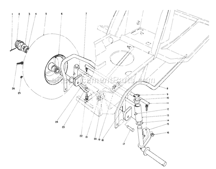 Front Axle Assembly Diagram and Parts List for 57300 0000001-0999999 - 1980 Toro Lawn Mower