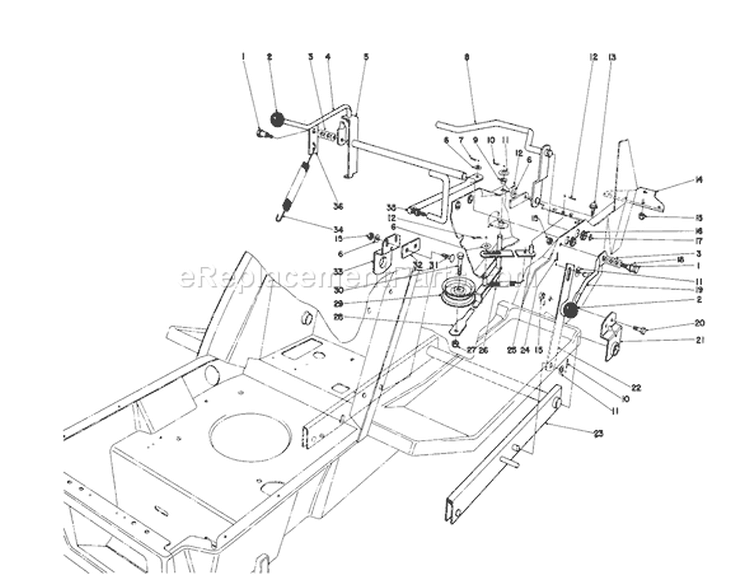 Shift & Clutch Assembly Diagram and Parts List for 57300 0000001-0999999 - 1980 Toro Lawn Mower