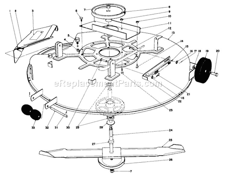 Cutting Deck Diagram and Parts List for 57300 1000001-1999999 - 1981 Toro Lawn Tractor