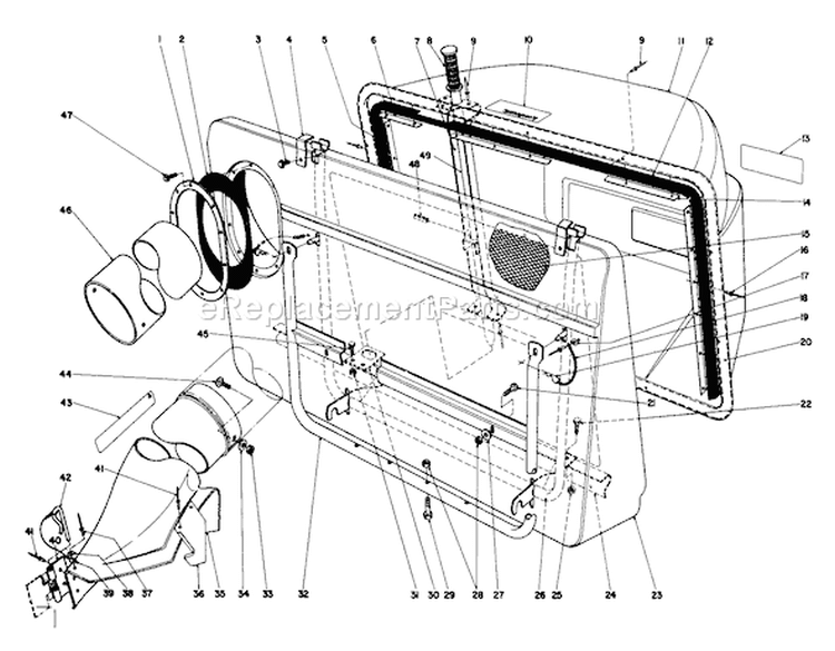 Easy-Empty Grass Catcher Diagram and Parts List for 57300 1000001-1999999 - 1981 Toro Lawn Tractor