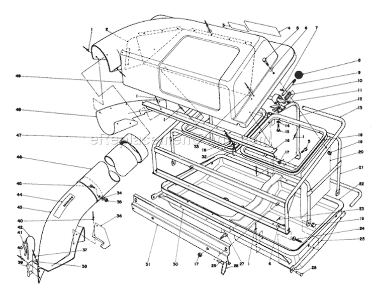 Easy Fill Grass Catcher Model 59120 Diagram and Parts List for 57360 2000001-2999999 - 1982 Toro Lawn Tractor