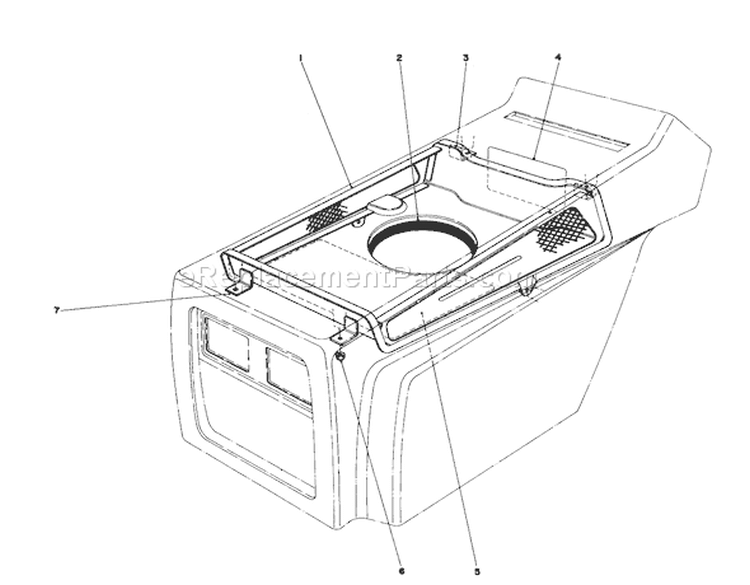 Hood Duct Assembly Diagram and Parts List for 57360 2000001-2999999 - 1982 Toro Lawn Tractor