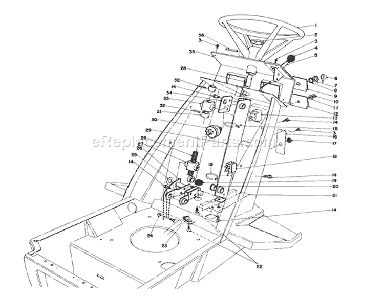 Steering Wheel & Dash Assembly Diagram and Parts List for 57360 2000001-2999999 - 1982 Toro Lawn Tractor