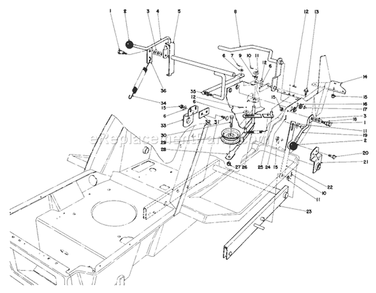 Shift & Clutch Assembly Diagram and Parts List for 57360 3000001-3999999 - 1983 Toro Lawn Tractor