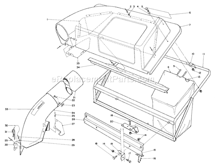 Twin Bagger Grass Catcher Model No. 59122 (optional) Diagram and Parts List for 57360 3000001-3999999 - 1983 Toro Lawn Tractor