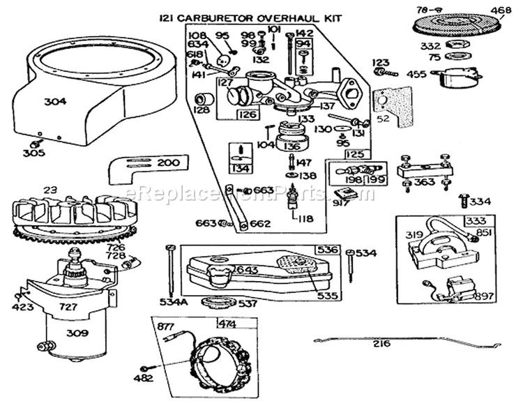 Briggs & Stratton Model 191707-5816-01 (model 57300) (continued) Diagram and Parts List for 57360 3000001-3999999 - 1983 Toro Lawn Tractor