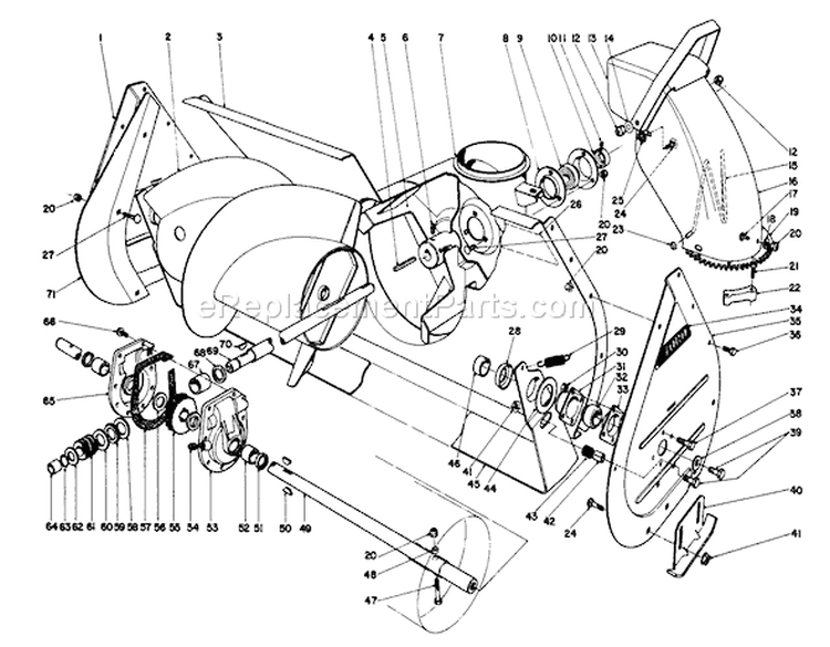 Auger Assembly Diagram and Parts List for 57300 4000001-4999999 - 1984 Toro Lawn Tractor