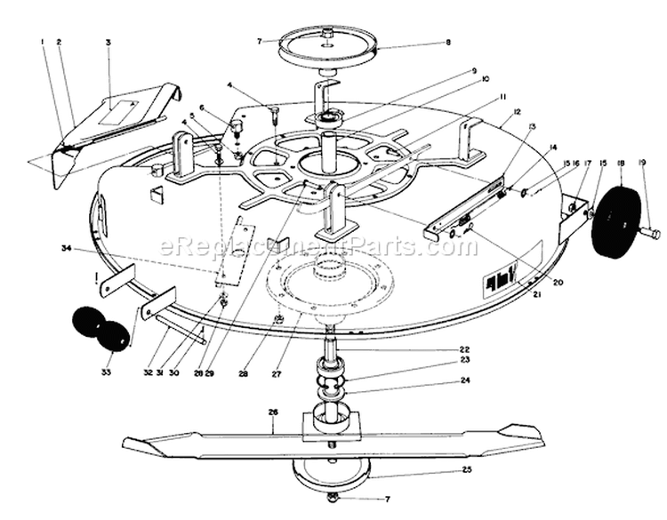 Cutting Deck Diagram and Parts List for 57300 4000001-4999999 - 1984 Toro Lawn Tractor