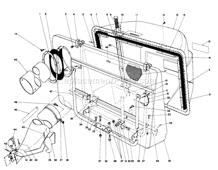 Easy-Empty Grass Catcher Diagram and Parts List for 57300 4000001-4999999 - 1984 Toro Lawn Tractor