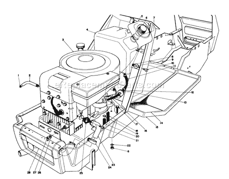 Engine Assembly Diagram and Parts List for 57300 4000001-4999999 - 1984 Toro Lawn Tractor