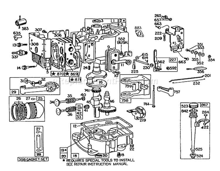 Engine Briggs & Stratton Diagram and Parts List for 57300 4000001-4999999 - 1984 Toro Lawn Tractor