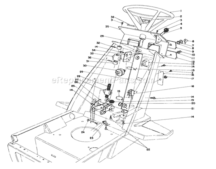 Steering Wheel & Dash Assembly Diagram and Parts List for 57300 4000001-4999999 - 1984 Toro Lawn Tractor