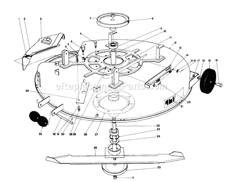 Cutting Deck Diagram and Parts List for 57300 5000001-5999999 - 1985 Toro Lawn Tractor