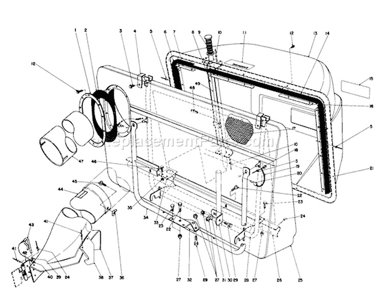 Easy-Empty Grass Catcher Diagram and Parts List for 57300 5000001-5999999 - 1985 Toro Lawn Tractor