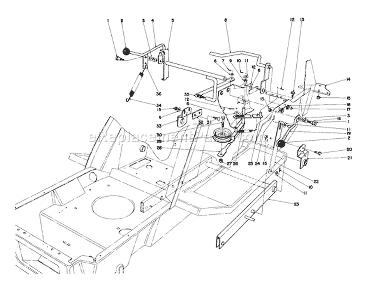Shift & Clutch Assembly Diagram and Parts List for 57300 5000001-5999999 - 1985 Toro Lawn Tractor