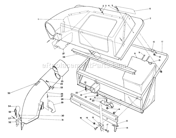 Twin Bagger Grass Catcher Diagram and Parts List for 57300 5000001-5999999 - 1985 Toro Lawn Tractor