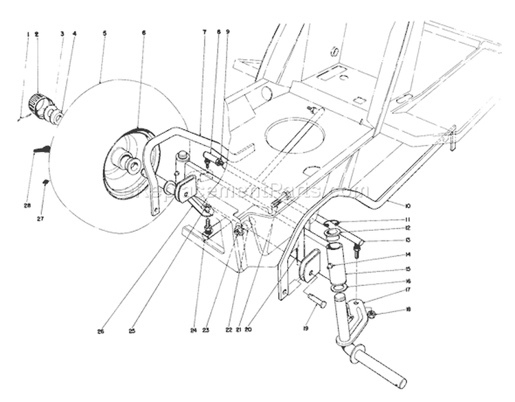 Front Axle Assembly Diagram and Parts List for 57360 6000001-6999999 - 1986 Toro Lawn Tractor