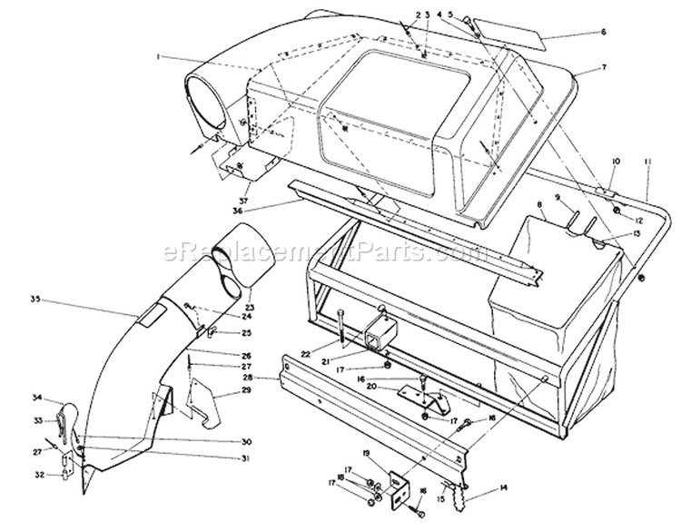 Twin Bagger Grass Catcher Model No. 59122 (optional) Diagram and Parts List for 57360 6000001-6999999 - 1986 Toro Lawn Tractor