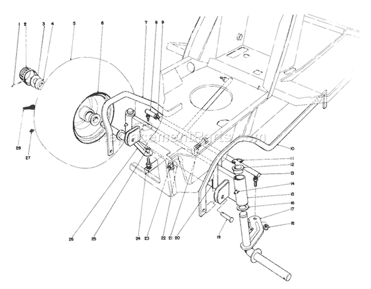 Front Axle Assembly Diagram and Parts List for 57360 7000001-7999999 - 1987 Toro Lawn Tractor
