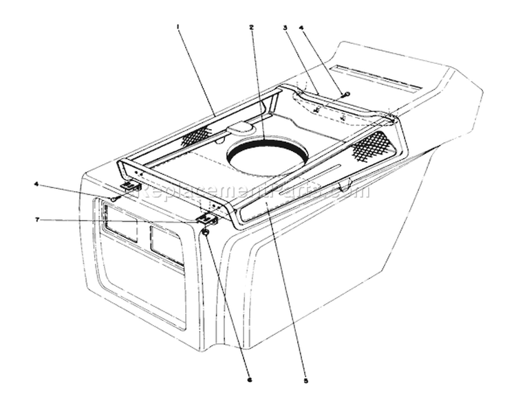 Hood Duct Assembly Diagram and Parts List for 57360 7000001-7999999 - 1987 Toro Lawn Tractor