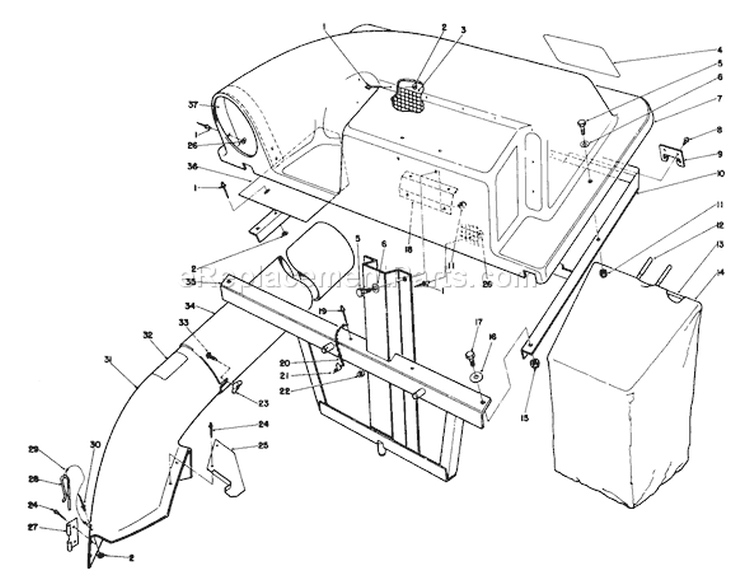 Twin Bagger Grass Catcher Model No. 59184 (optional) Diagram and Parts List for 57360 7000001-7999999 - 1987 Toro Lawn Tractor