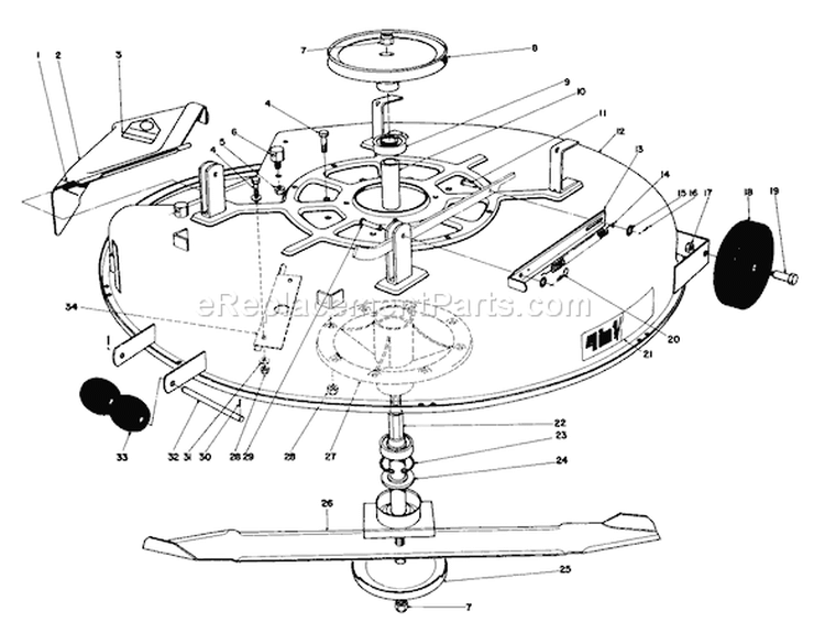 Cutting Deck Model 59130 Diagram and Parts List for 57360 7000001-7999999 - 1987 Toro Lawn Tractor