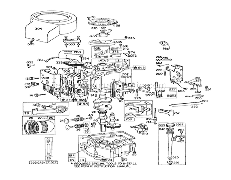 Engine Briggs & Stratton Model 191707-5641-01 (model 57300) Diagram and Parts List for 57300 9000001-9999999 - 1979 Toro Lawn Mower